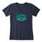 Life Is Good Women's Happy Camper Badge Crusher Lite Vee Shirt, Darkest Blue