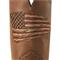 Full-grain leather shaft with American Flag embroidery on front and back, Distressed Brown