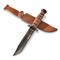 U.S. Marines by MTech MT-122MR Fixed Blade with Leather Handle, Brown