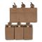 Mil-Tec Triple M4 Magazine Pouch, with Hook and Loop Back, Coyote