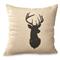 Wooded River Deer Silhouette Decorative Pillow, Linen Natural