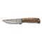 SZCO Exotic Hunter Twisted Wood Damascus Fixed Blade Knife, Brown