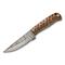 SZCO Exotic Hunter Twisted Wood Damascus Fixed Blade Knife, Brown