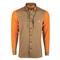 Drake Men's EST Performance Hybrid Upland Shirt, Blaze Orange/khaki