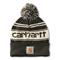 Carhartt Knit Pom-Pom Cuffed Logo Beanie, Black/winter White Marl