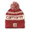 Carhartt Knit Pom-Pom Cuffed Logo Beanie, Red/winter White Marl