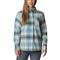 Columbia Women's Calico Basin Flannel Shirt, Aqua Haze Dimensional Buffalo