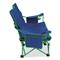Adjustable arm rests with cup holders and side storage, Blue/green