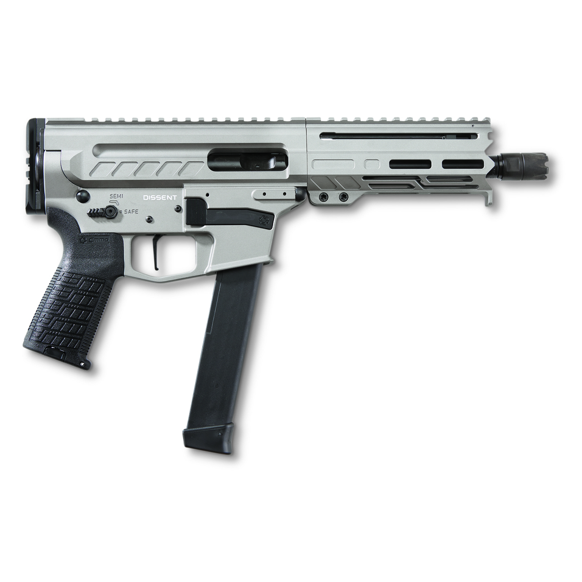 CMMG Dissent MkGs AR-style Pistol, Semi-auto, 9mm, 6.5" Barrel, Titanium, 33+1, Glock Mags