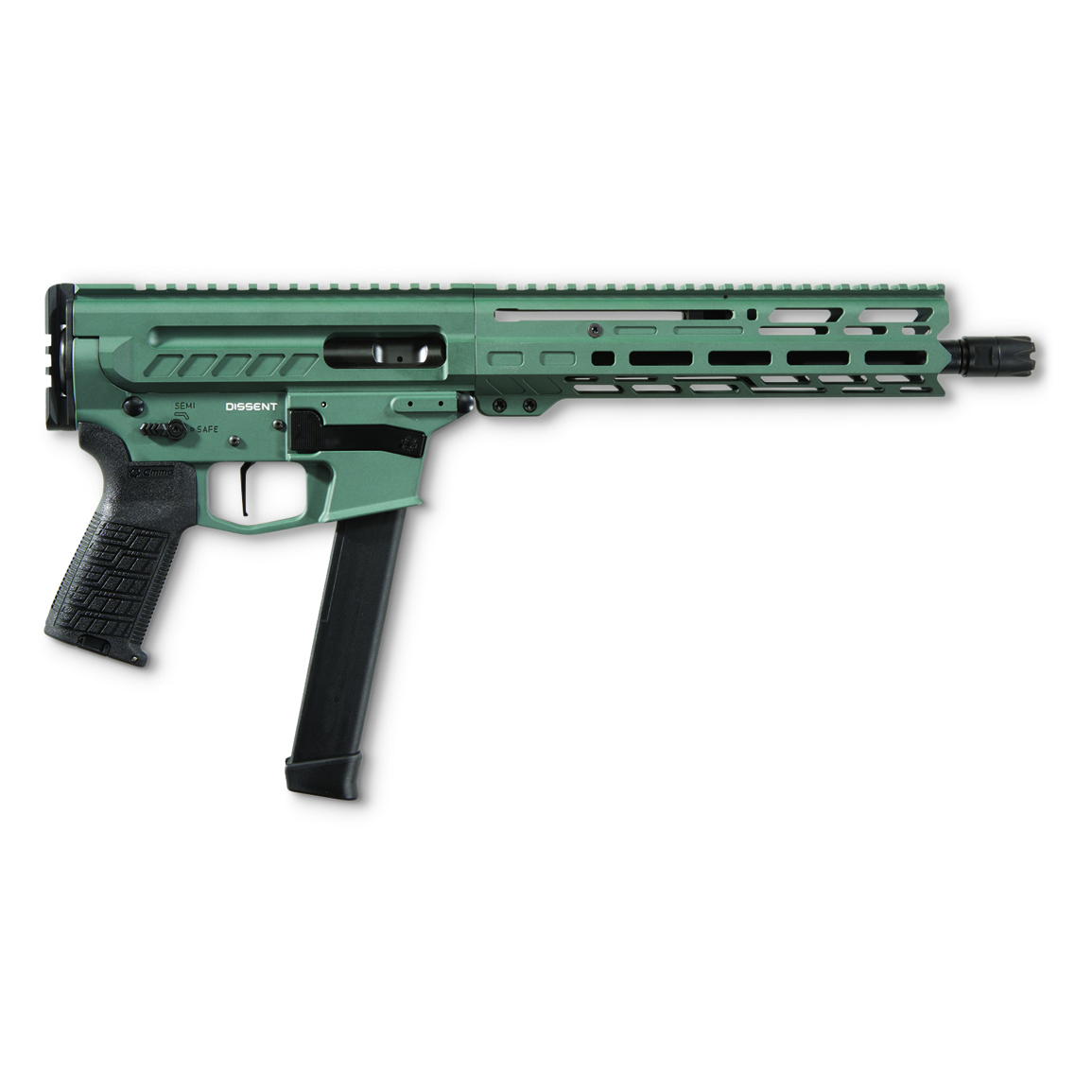 CMMG Dissent MkGs AR-style Pistol, Semi-auto, 9mm, 10.5" BBL, Char. Green,  33+1, Glock Mags