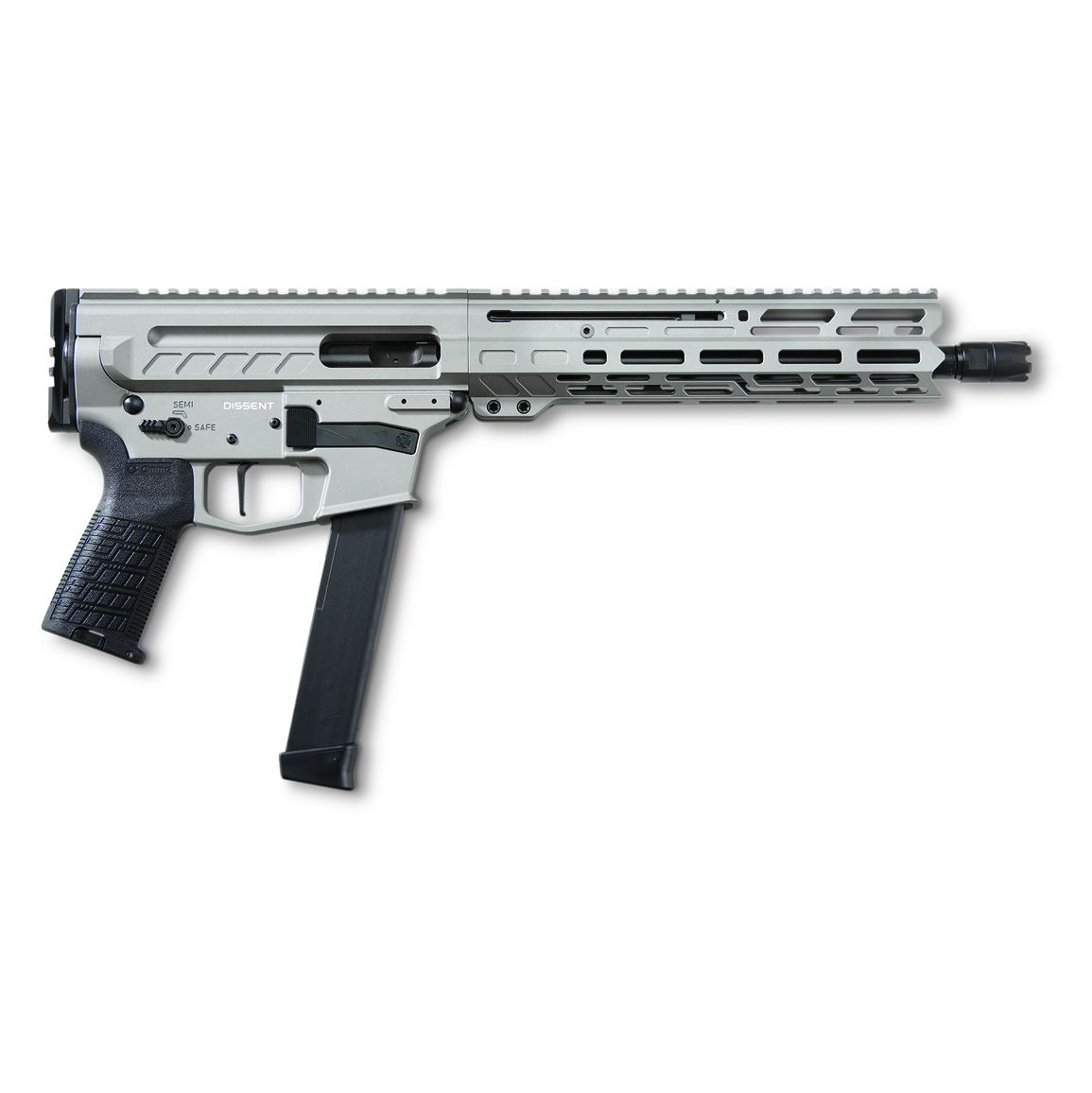 CMMG Dissent MkGs AR-style Pistol, Semi-auto, 9mm, 10.5" BBL, Titanium,  33+1, Glock Mags