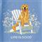 Life is Good Women's Golden Retriever Adirondack Crusher Lite Hoodie, Cornflower Blue