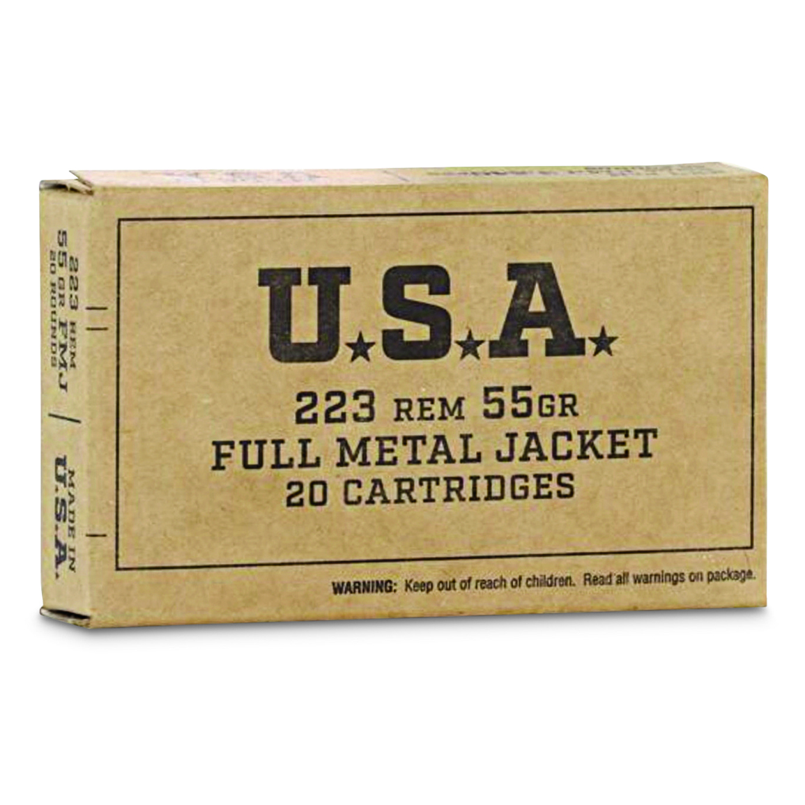 Winchester USA, .223 Remington, FMJ, 55 Grain, 20 Rounds