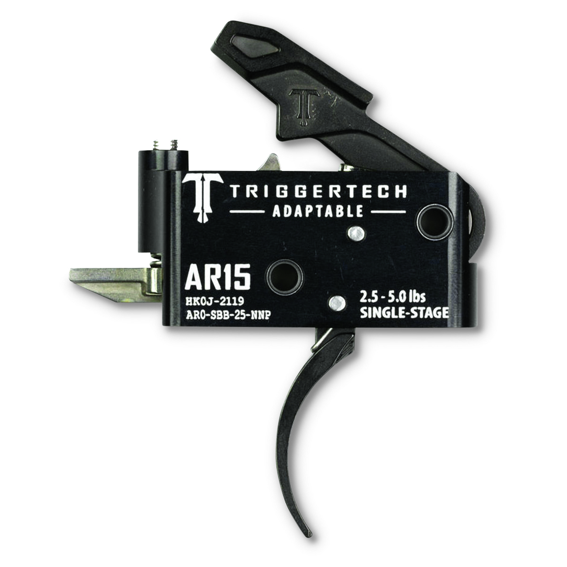 TriggerTech AR-15 Adaptable Single-Stage Curved Trigger, 2.5-5 lbs., Black