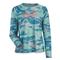 Huk Women's KC Pursuit Printed Long Sleeve Crew Shirt, Bermuda