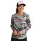 Huk Women's KC Pursuit Printed Long Sleeve Crew Shirt, Volcanic Ash