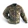 Military Style Insulated Diamond Quilted Flight Jacket, Woodland Camo