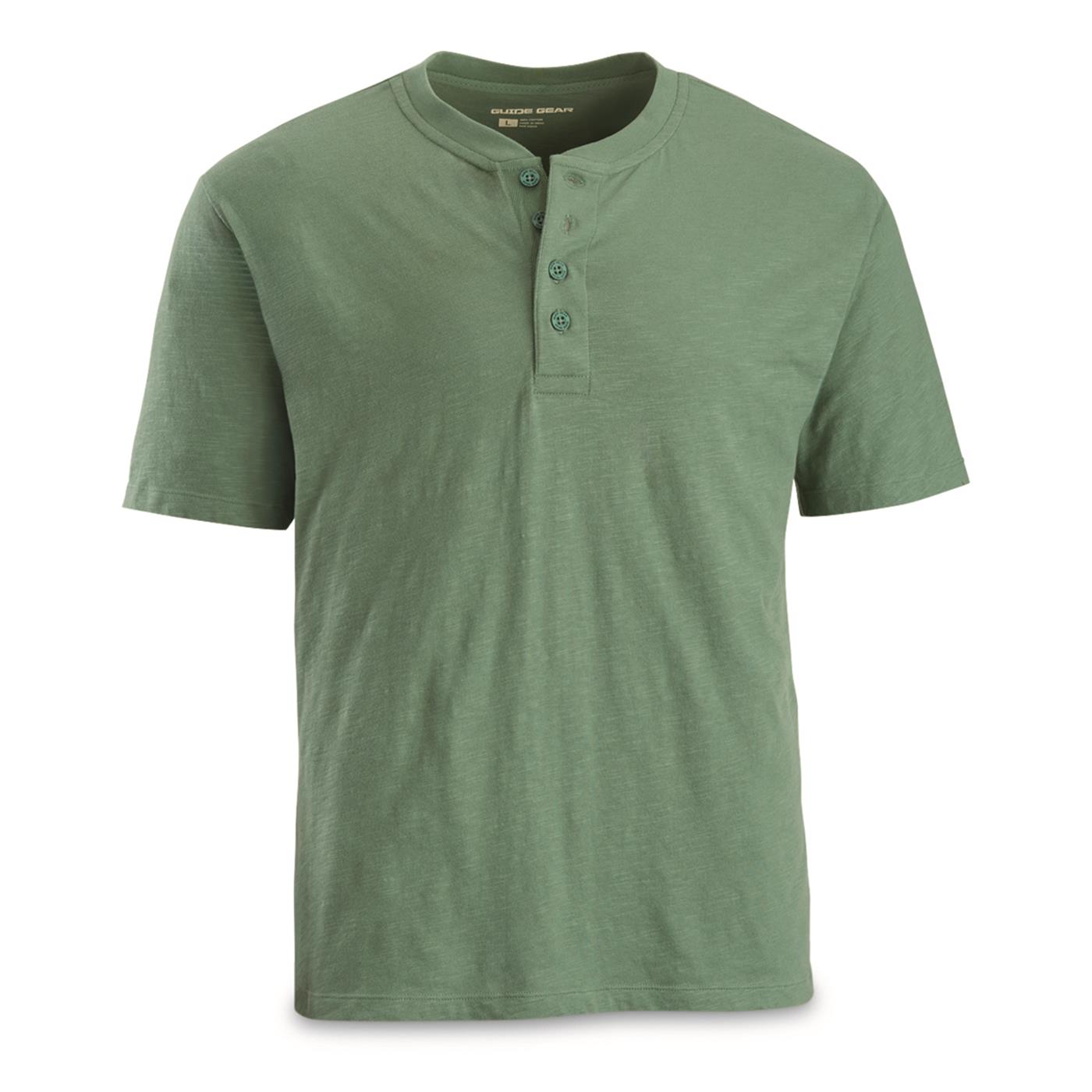 Guide Gear Men's Henley Short Sleeve Tee Shirt; for Casual Outdoor Activities - Picture 7 of 12
