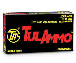 TulAmmo, .223 Remington, Zinc Jacket, 55 Grain, 260 Rounds