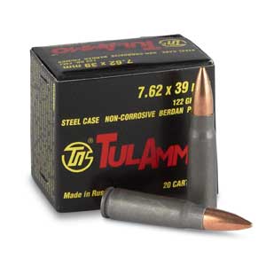 TulAmmo, 7.62x39mm, FMJ, 122 Grain, 1000 Rounds