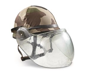 French Police Surplus Helmet with Leather Liner and Cover, Like New