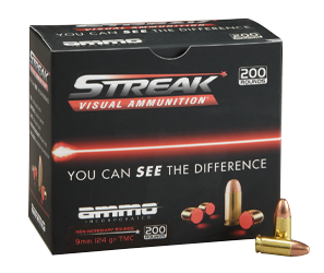 Streak Visual Ammunition, 9mm, FMJ, 124 Grain, 200 Rounds