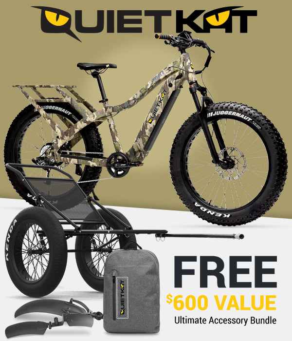 FREE ULTIMATE ACCESSORY BUNDLE, A $600 VALUE WHEN YOU PURCHASE SELECT QUIETKAT BIKES