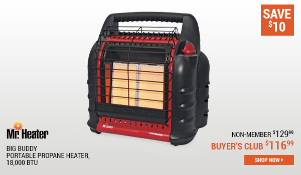 Mr Heater Big Buddy Portable Propane Heater, 18,000 BTU