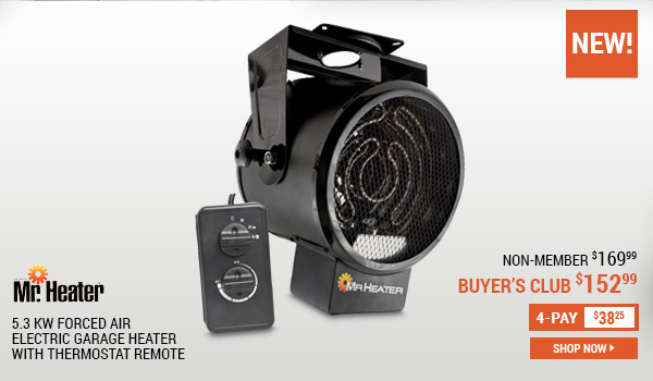 Mr. Heater 5.3 KW Forced Air Electric Garage Heater with Thermostat Remote