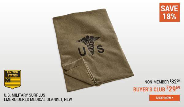 U.S. Military Surplus Embroidered Medical Blanket, New