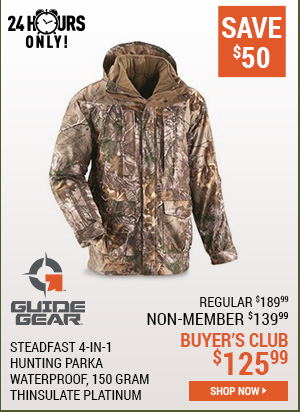 Guide Gear Steadfast 4-in-1 Hunting Parka, 150 Gram Thinsulate Platinum with X-Static, Waterproof