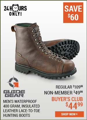Guide Gear Men's Waterproof Insulated Leather Lace-To-Toe Hunting Boots, 400 Grams