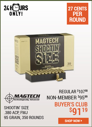 Magtech Shootin' Size, .380 ACP, FMJ, 95 Grain, 350 Rounds