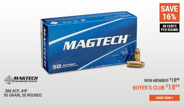 Magtech, .380 ACP, JHP, 95 Grain, 50 Rounds