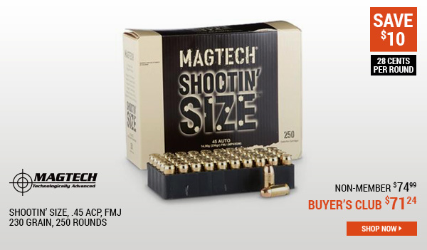 Magtech Shootin' Size, .45 ACP, FMJ, 230 Grain, 250 Rounds