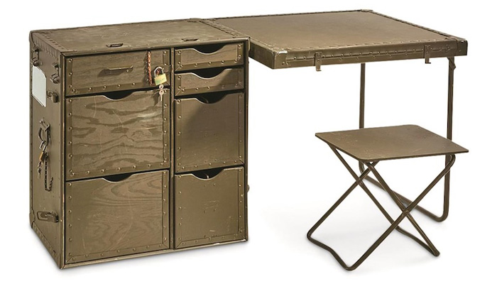 US M1942 VTG ARMYフィールドテーブル USタイプ Army Desk Field Portable OG Wooden Military USGI 事務机・学習机