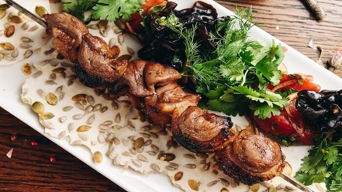 Garlicky Duck Skewers
